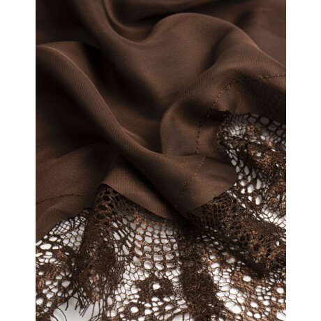 Pañuelo Raso Encaje Marron Chocolate