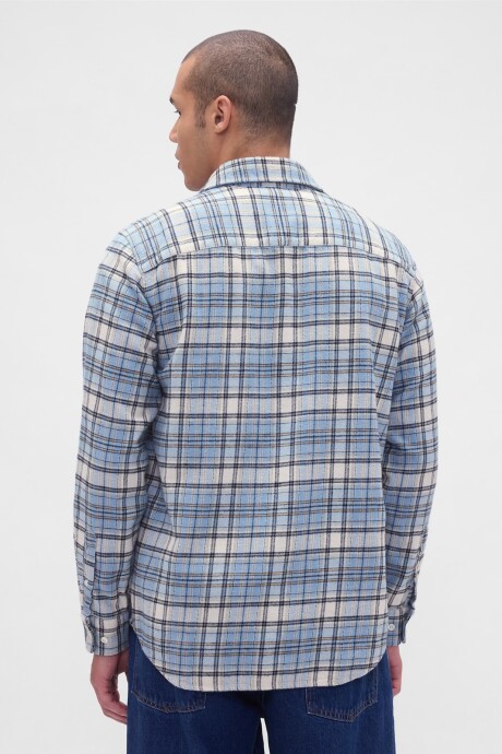 Camisa Flannel Hombre Light Blue Plaid