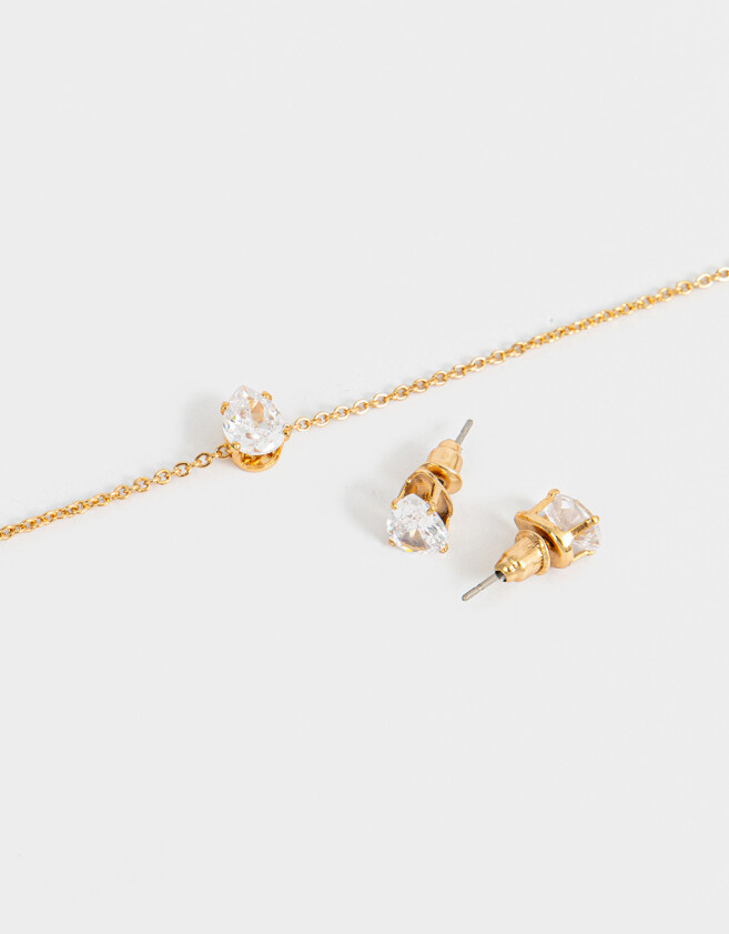 Bijouterie Set Con cubic zirconia Set De Collar Y Aros Con Cubic Zirconia - Dorado