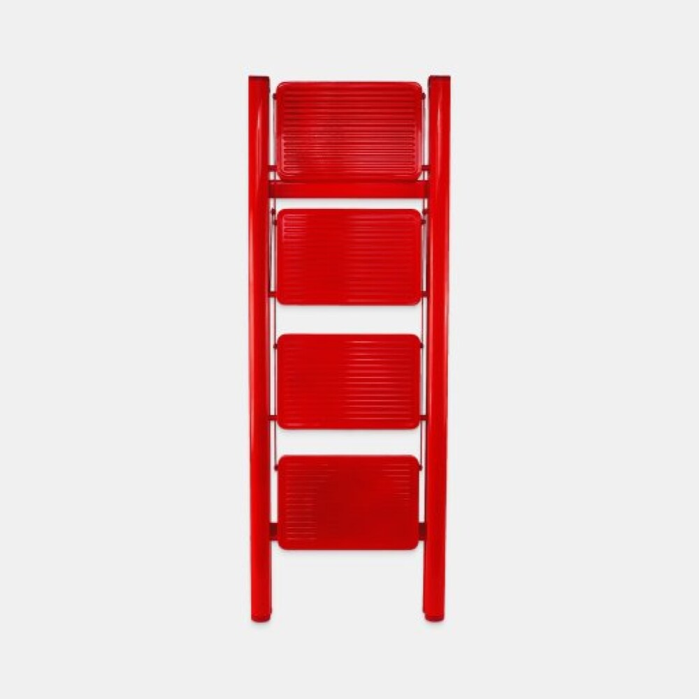 Escalera De 4 Escalones Antidezlisante Y Plegable Rojo