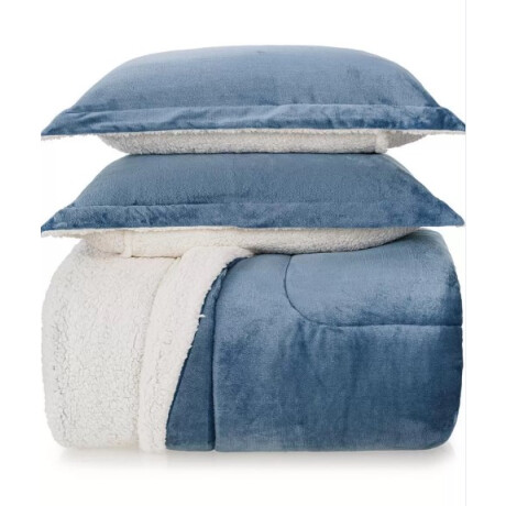Acolchado Terciopelo y Corderito KARSTEN c/porta Almohada KING Sonata Azul