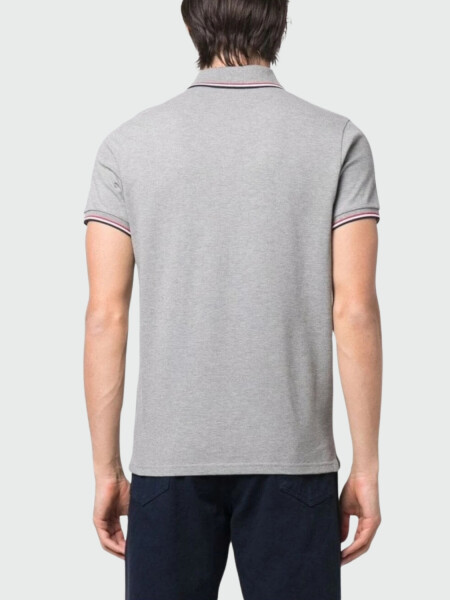 Moncler -Remera polo de algodón manga corta Gris