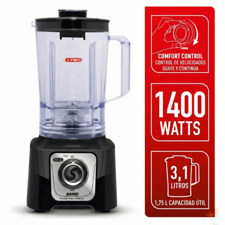 Licuadora Arno Power Max | Potencia de 1400w | Jarra de 3,1 Lts. | Color negro. Licuadora Arno Power Max | Potencia de 1400w | Jarra de 3,1 Lts. | Color negro.