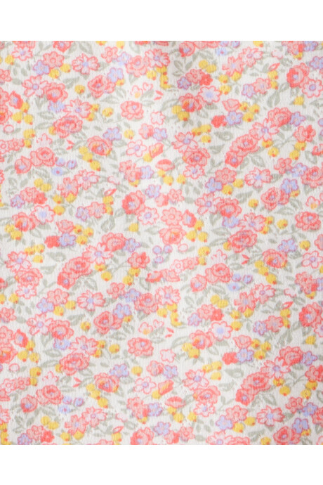 Blusa de algodón, manga larga, rosada, diseño floral Sin color