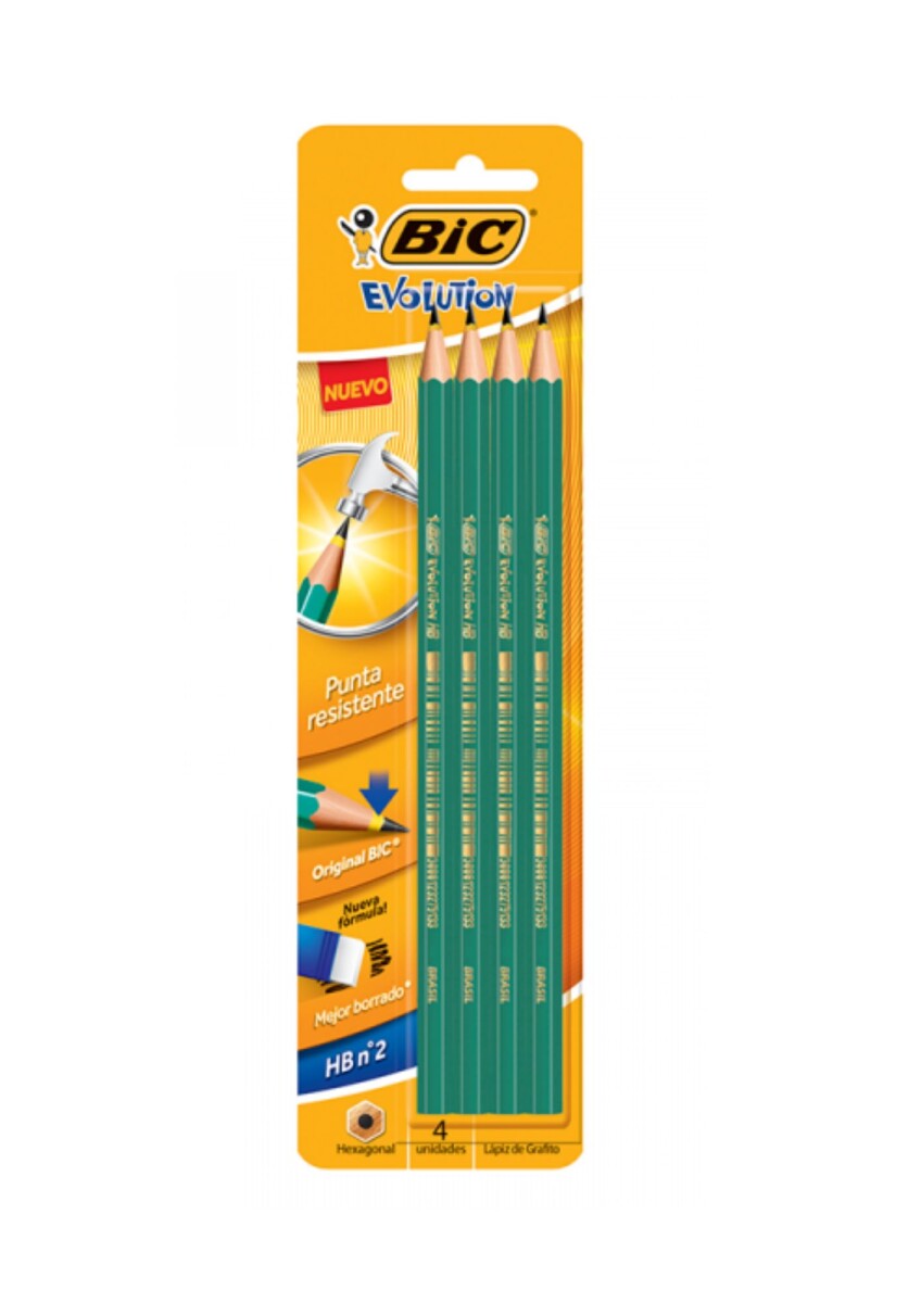 LAPIZ EVOLUTION GRAFITO HB N2 X4 BLISTER BIC 