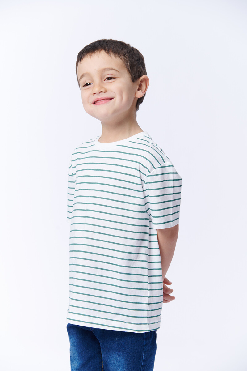 Remera estampa Rayas Blanco Y Verde