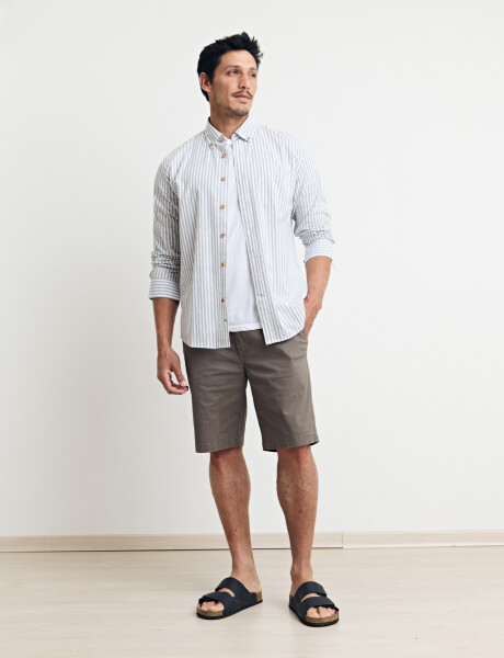 012505 CAMISA HARRINGTON LABEL Kaki / Blanco