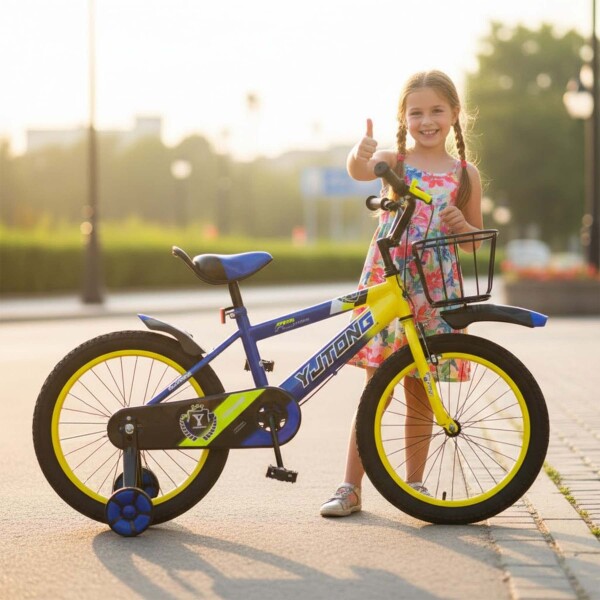 Bicicleta Infantil Yjtong R18 Canasto Parrilla Guardabarros Amarillo 1