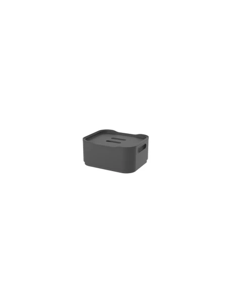 CANASTO C/TAPA PLASTICO FIT 18.5x15x8CM GRIS OSC. CANASTO C/TAPA PLASTICO FIT 18.5x15x8CM GRIS OSC.