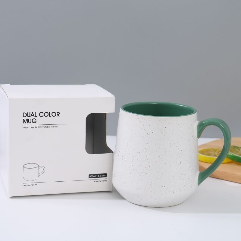 Taza De Gres Bicolor - Blanca Y Verde - 550ml Taza De Gres Bicolor - Blanca Y Verde - 550ml