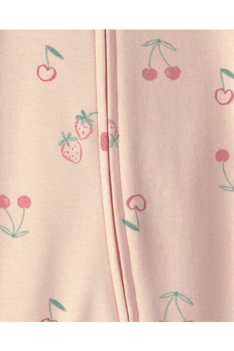 Pijama una pieza de algodón, con pie, rosado, diseño frutillas y cerezas Pijama una pieza de algodón, con pie, rosado, diseño frutillas y cerezas
