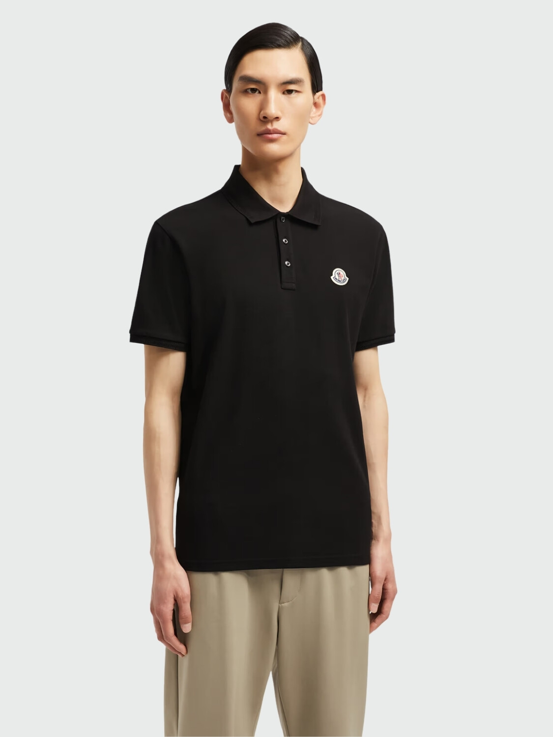 Moncler - Remera polo confeccionada en piqué de algodón Negro
