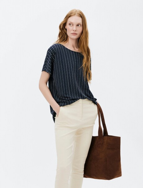 BLUSA MANGA CORTA ESTAMPADA AZUL