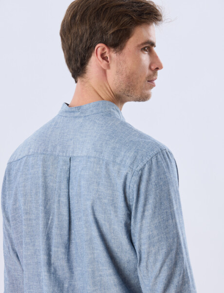 CAMISA LISA DE LINO CUELLO MAO Denim