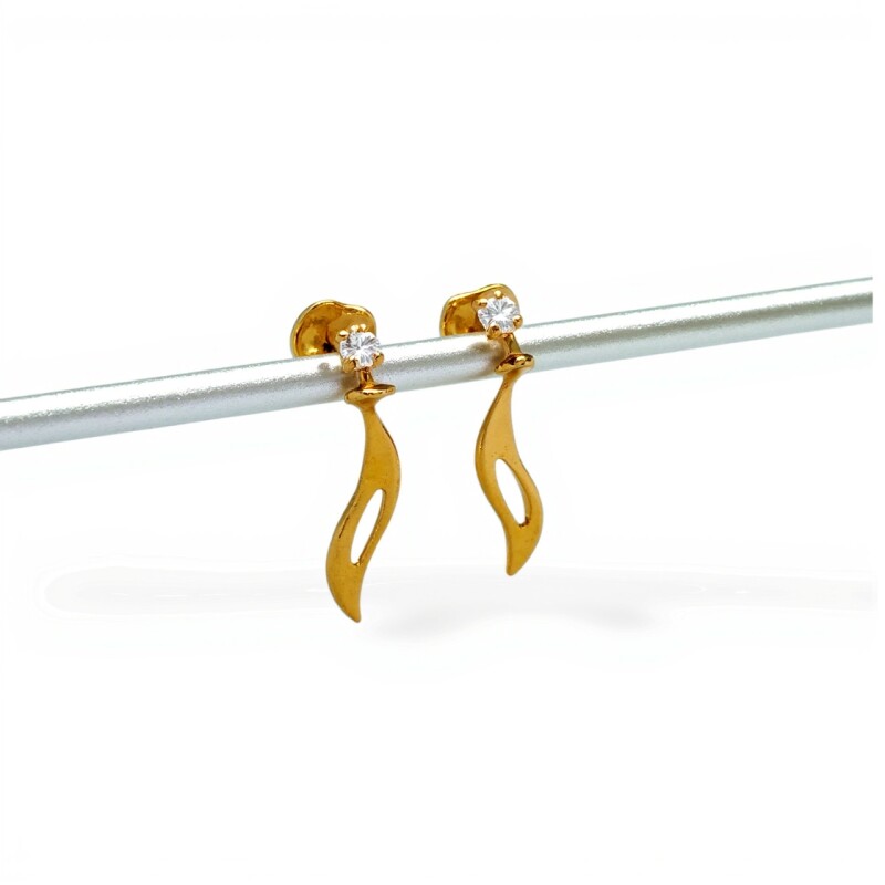Caravanas Colgante oro - Oro bajo - Zirconia - CA8066 conpiedra