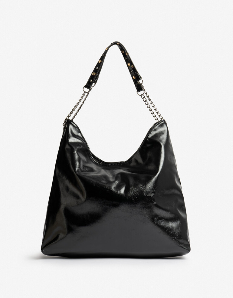 Shopper Navidad Shopper Efecto Satinado Negro - Negro