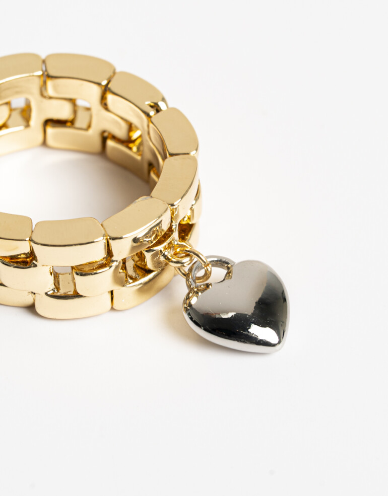Anillos Medianos y Grandes Metal Anillo Con Charm Biplating - Dorado