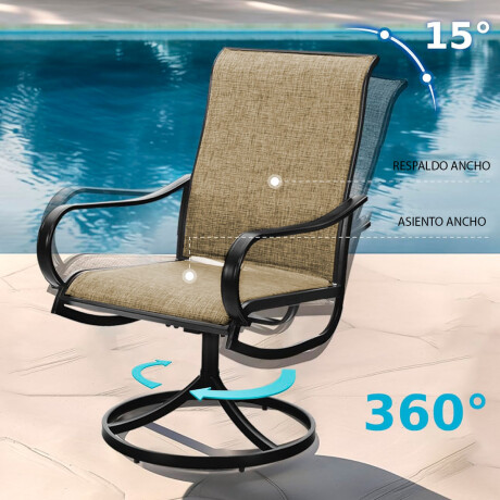 Set X2 Silla Jardin Patio Giratoria 360 Reclinable Beige