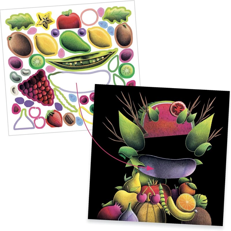 Crear con stickers Verduras de Primavera Giuseppe Arcimboldo