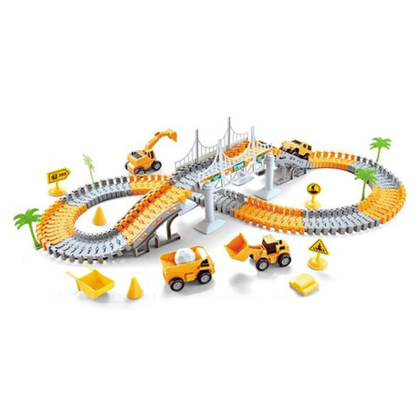 Pista Carreras Flexible Ciudad en Construcción Camiones 140P Naranja