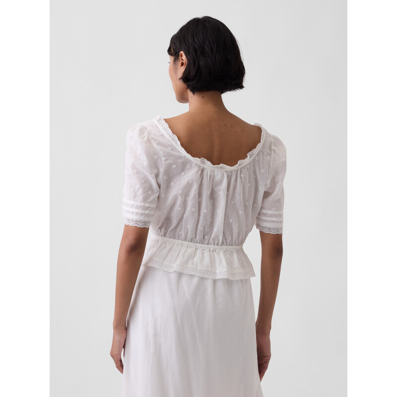SS LACE TRIM SCOOP NK TOP NEW OFF WHITE