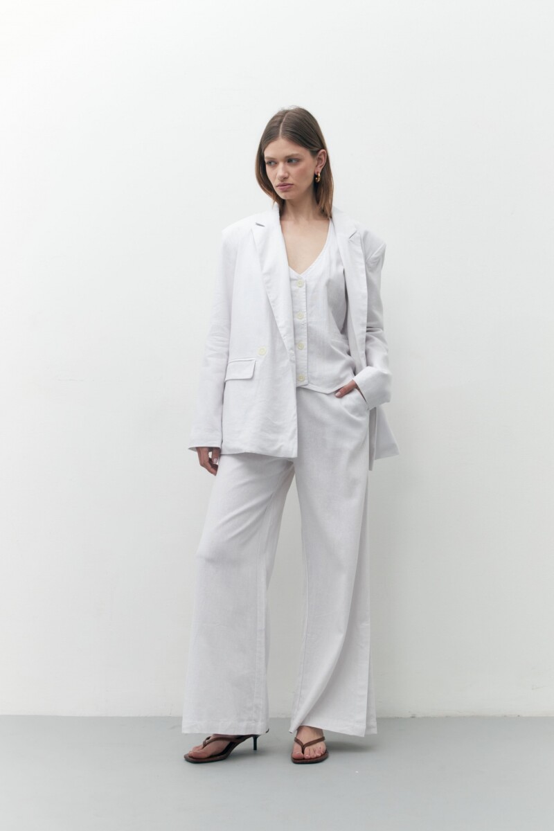 Blazer de lino oversize blanco