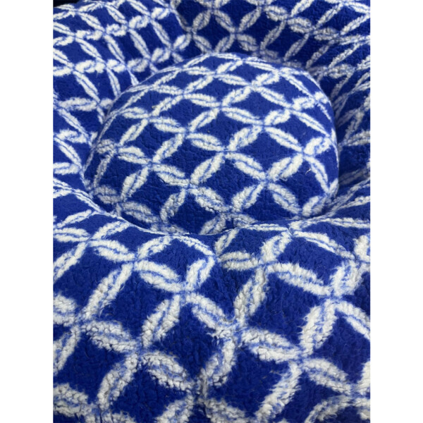Cama Colchon Perro Gato Grande Redondo Puff Comodo 70 Cm Variante Color Azul con Rombos
