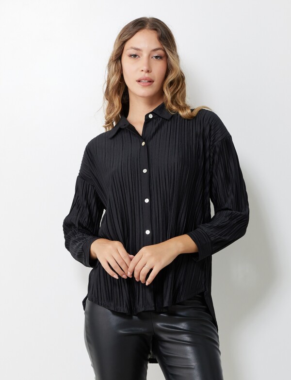 Camisa Plisada NEGRO