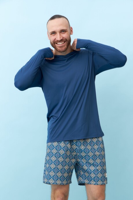 Remera UV con capucha Azul