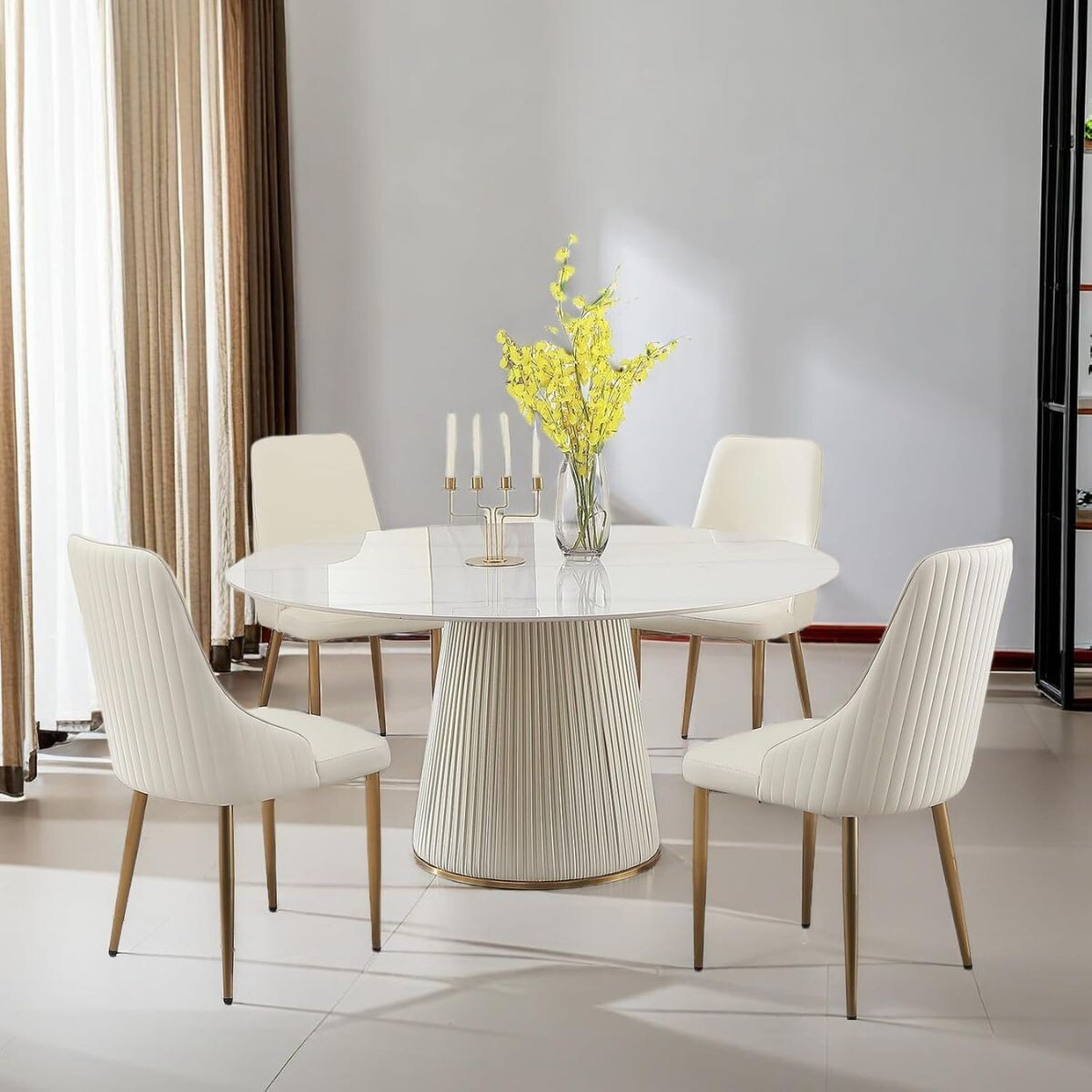 MESA DE COMEDOR WHITE STONE BLANCO CIRCULAR 