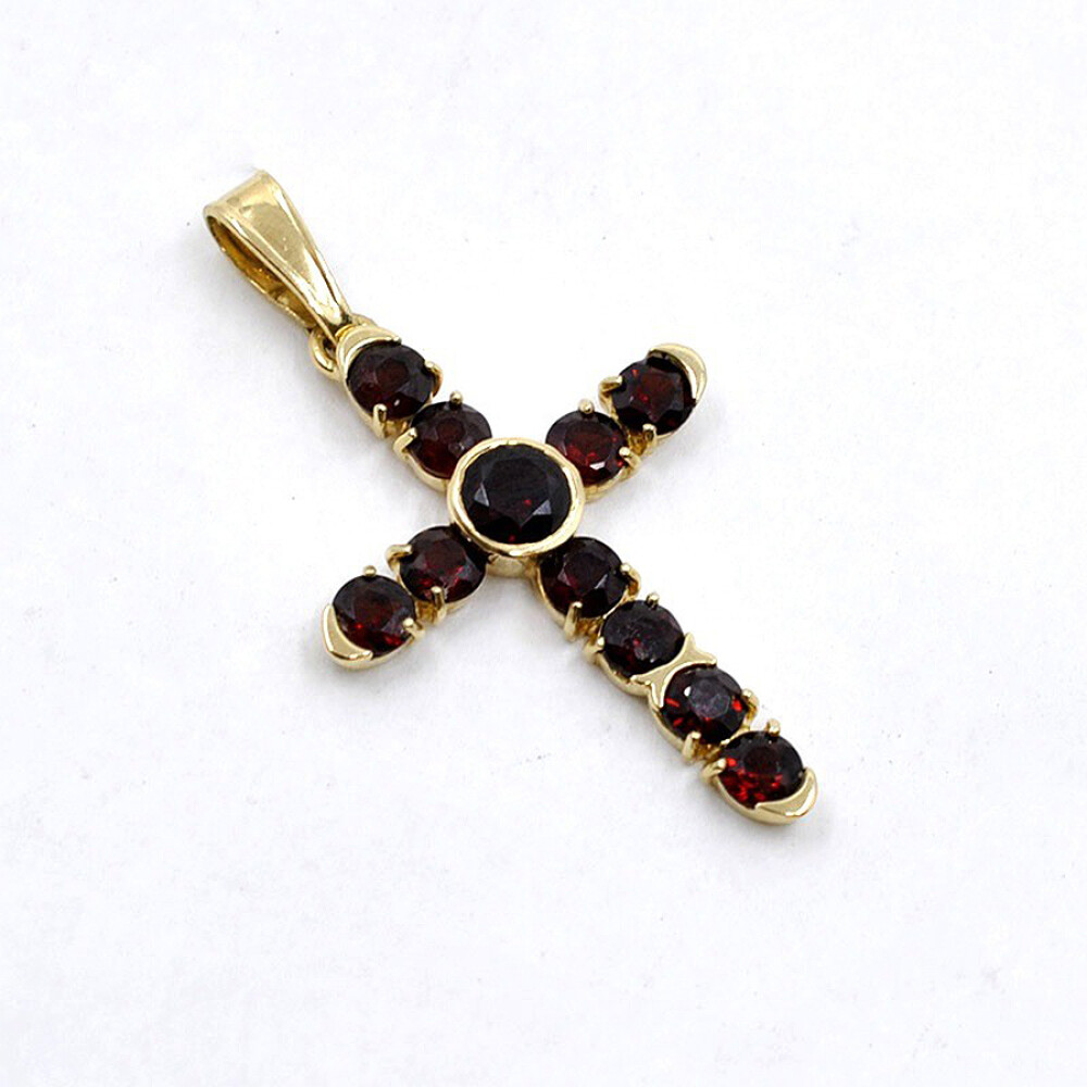 Cruz En Oro 18K Y Granates Cruz En Oro 18K Y Granates