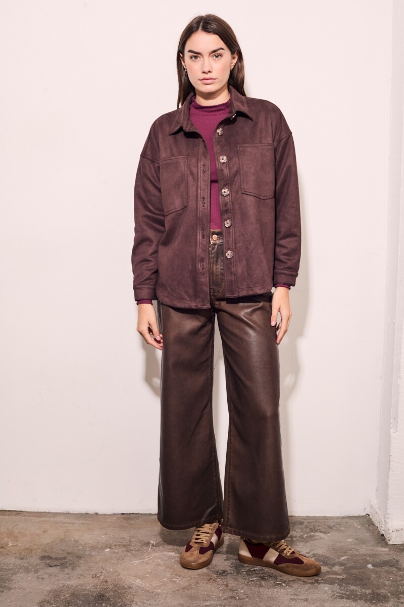 Sobrecamisa Gamuza Cuero Vegano Marron