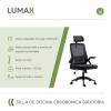 Silla Oficina Penk Ergonomica Giratoria con Apoyacabezas Negro