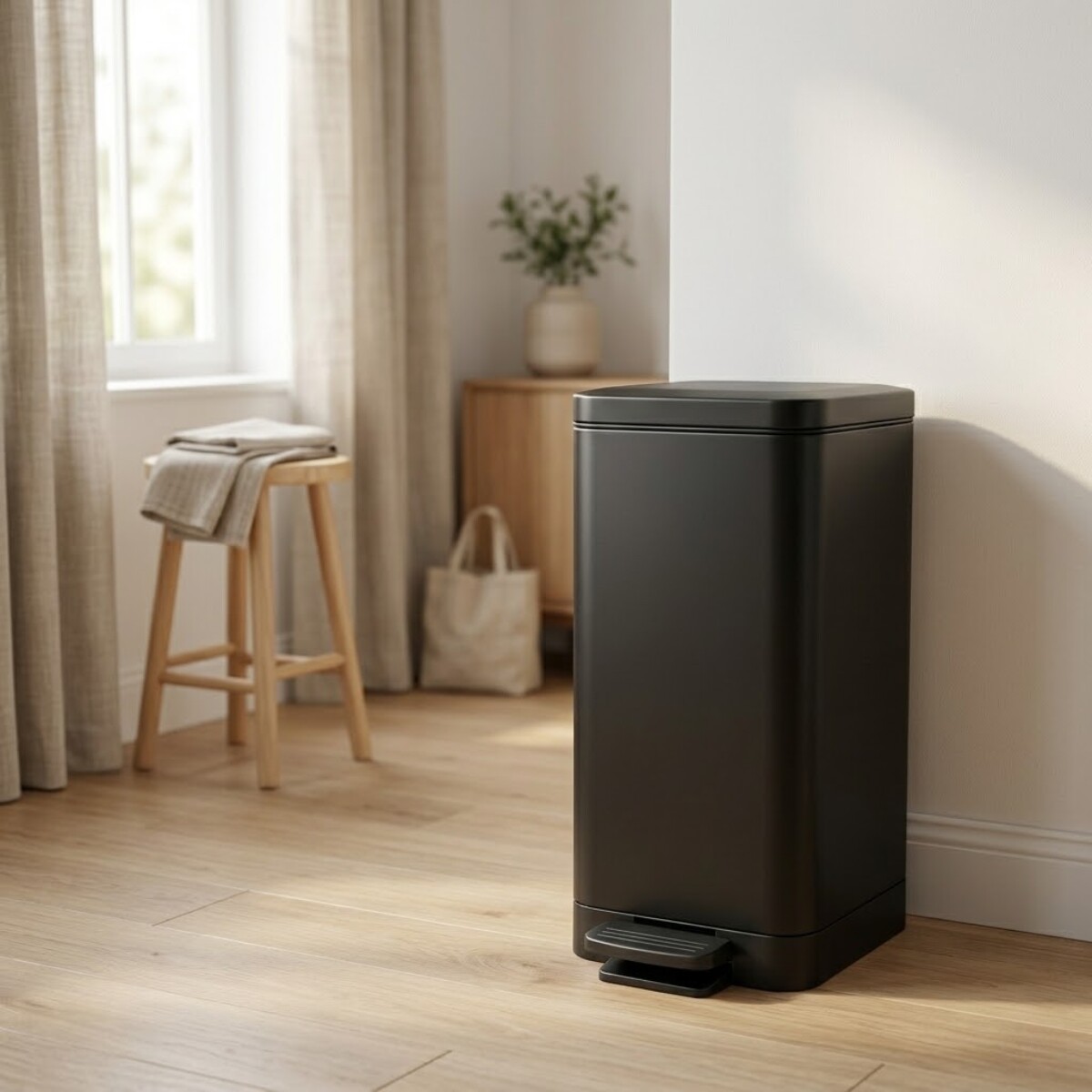 Tarro de residuos 18lts acero negro mate con pedal - NEGRO MATE 