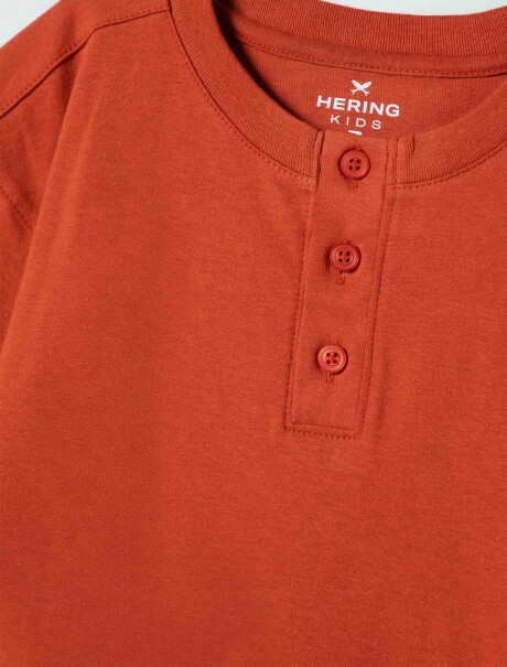 CAMISETA INFANTIL CON BOTONES MODELO OVERSIZE NARANJA
