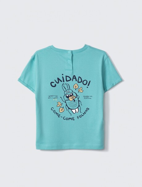 CAMISETA INFANTIL OVERSIZE CON ESTAMPA CELESTE