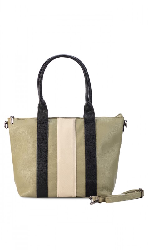 CARTERA POLA MUSGO NEGRO Y ARENA