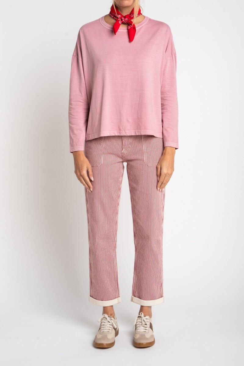 Remera Manga Larga Lavada Rosa