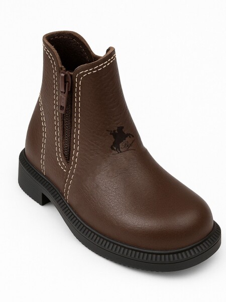 bota de niño 100% cuero Marrón