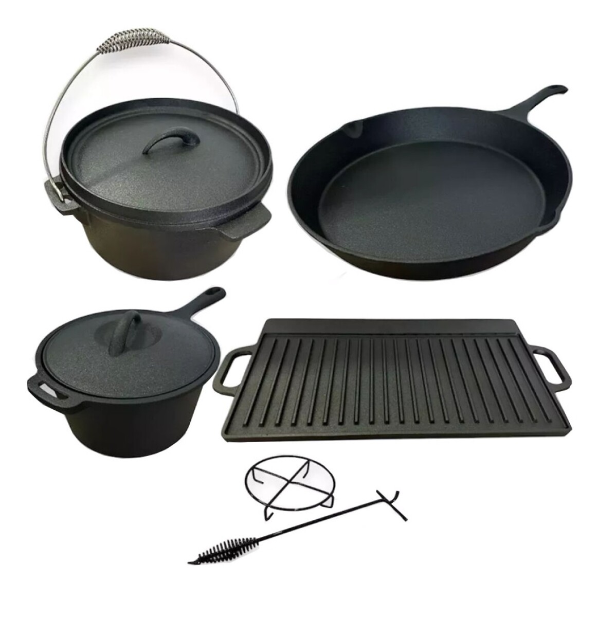 Batería Cocina Hierro Fundido Directo Al Fuego 8 Pzs Y Caja 