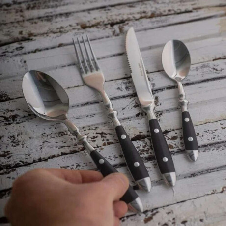 Set de Cubiertos Volf Box 24 Piezas Bistro Negro