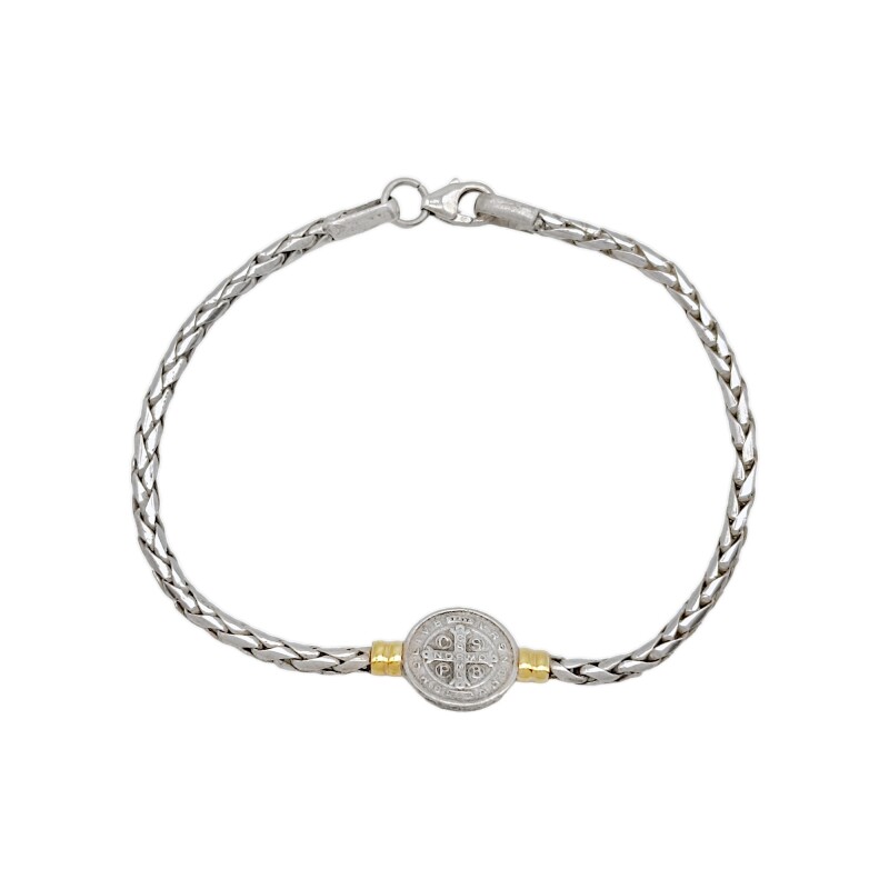 Pulsera San Benito-Plata y Oro-Sin piedra-PU5055 sinpiedra