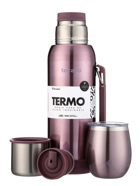 Set Acero 1Lt. Mate con Tapa Lila Metalizado