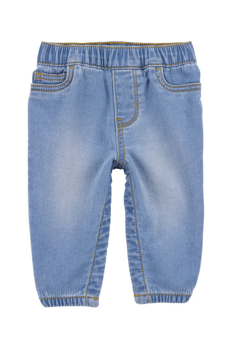 Pantalón jean con broches en las piernas Sin color