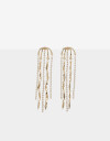 Aros Colgantes Largos Strass Aros Largos Cadenas Y Strass - Dorado