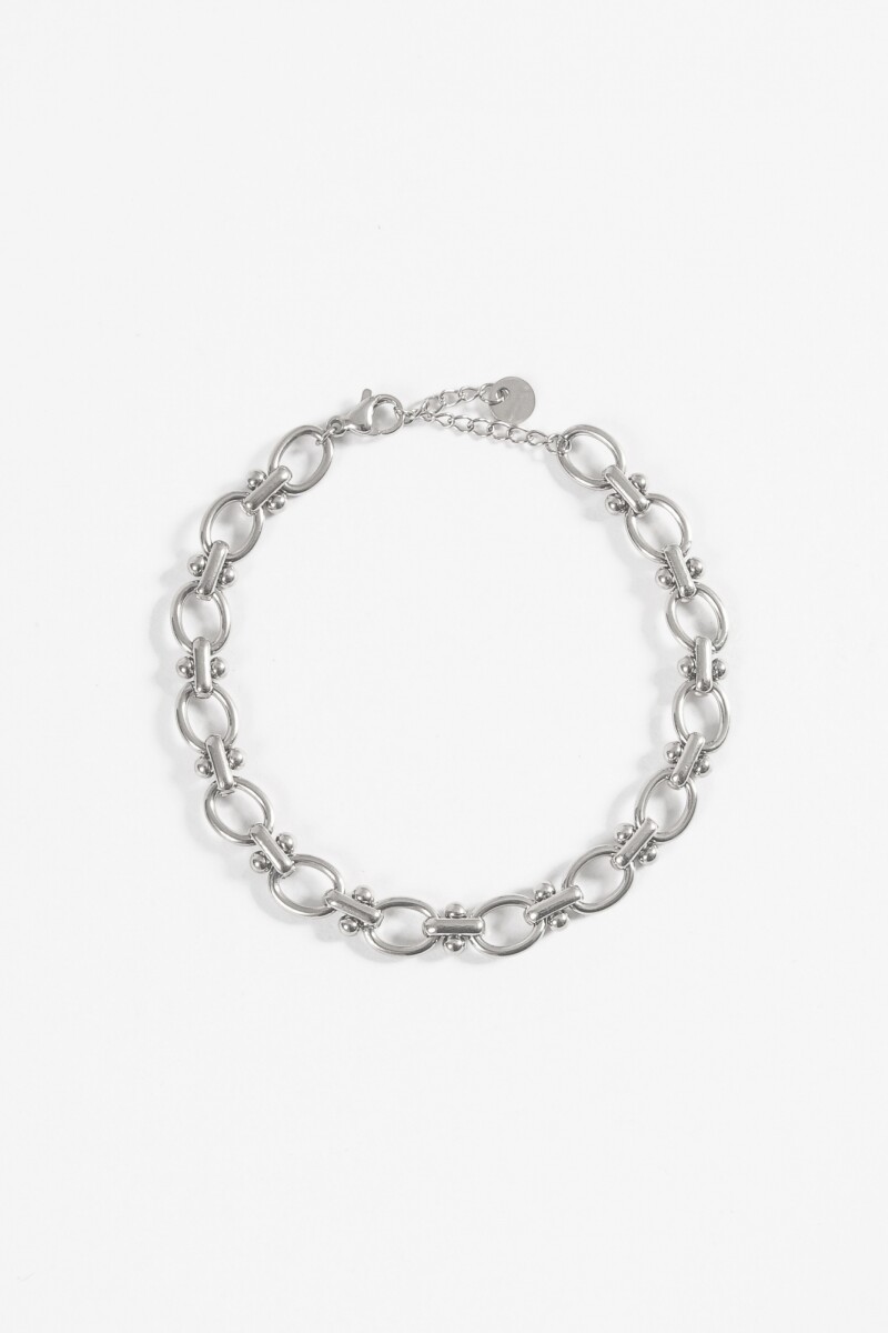 Pulsera acero eslabones redondos plateado