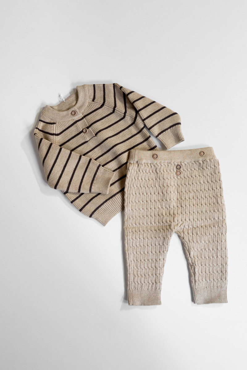 Conjunto 2 piezas tejido - Beige 