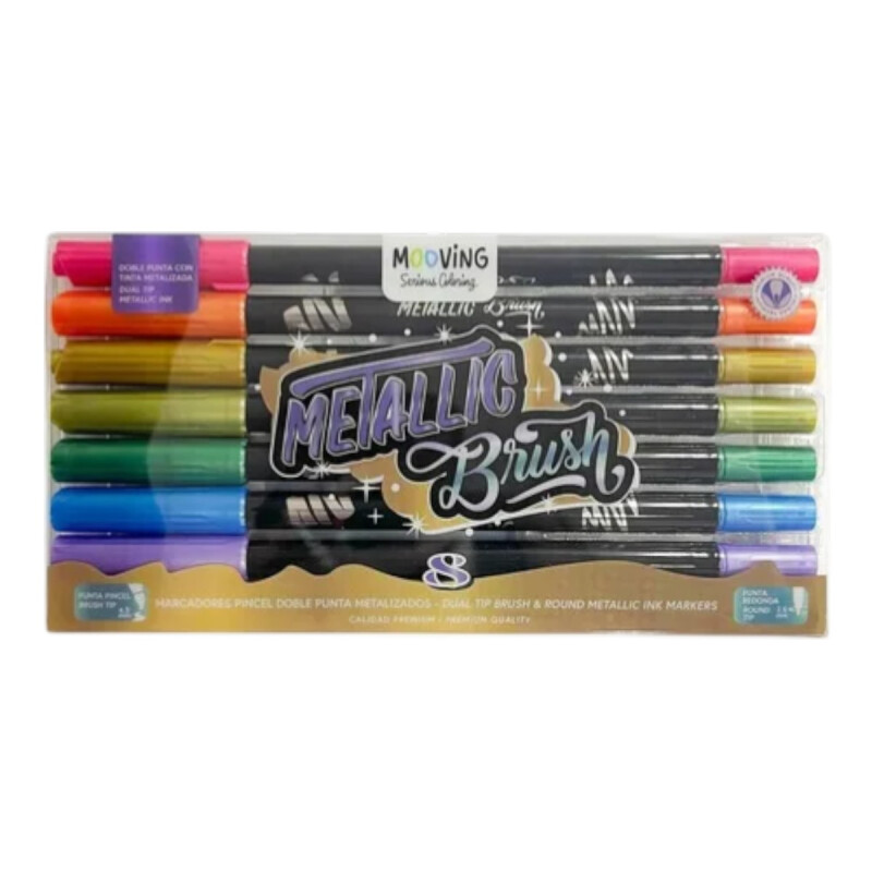 Marcadores Brush Metalizados x8 Mooving Marcadores Brush Metalizados x8 Mooving