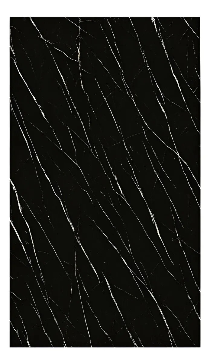 Placa PVC Símil Mármol 3mm Con Detalle Área Útil 2,20×1,22m - Mármol Negro 