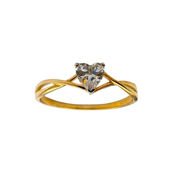 Anillo Corazón-Oro bajo-Piedra Zirconia-AN8060 conpiedra
